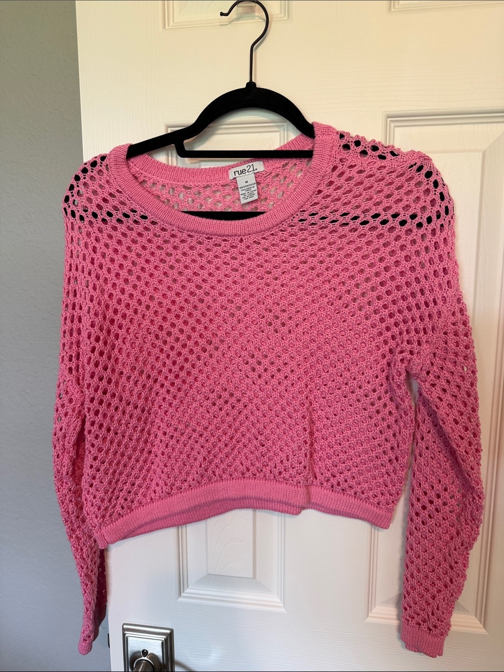 Rue21 Bubblegum Pink Open-Weave Crewneck Sweater